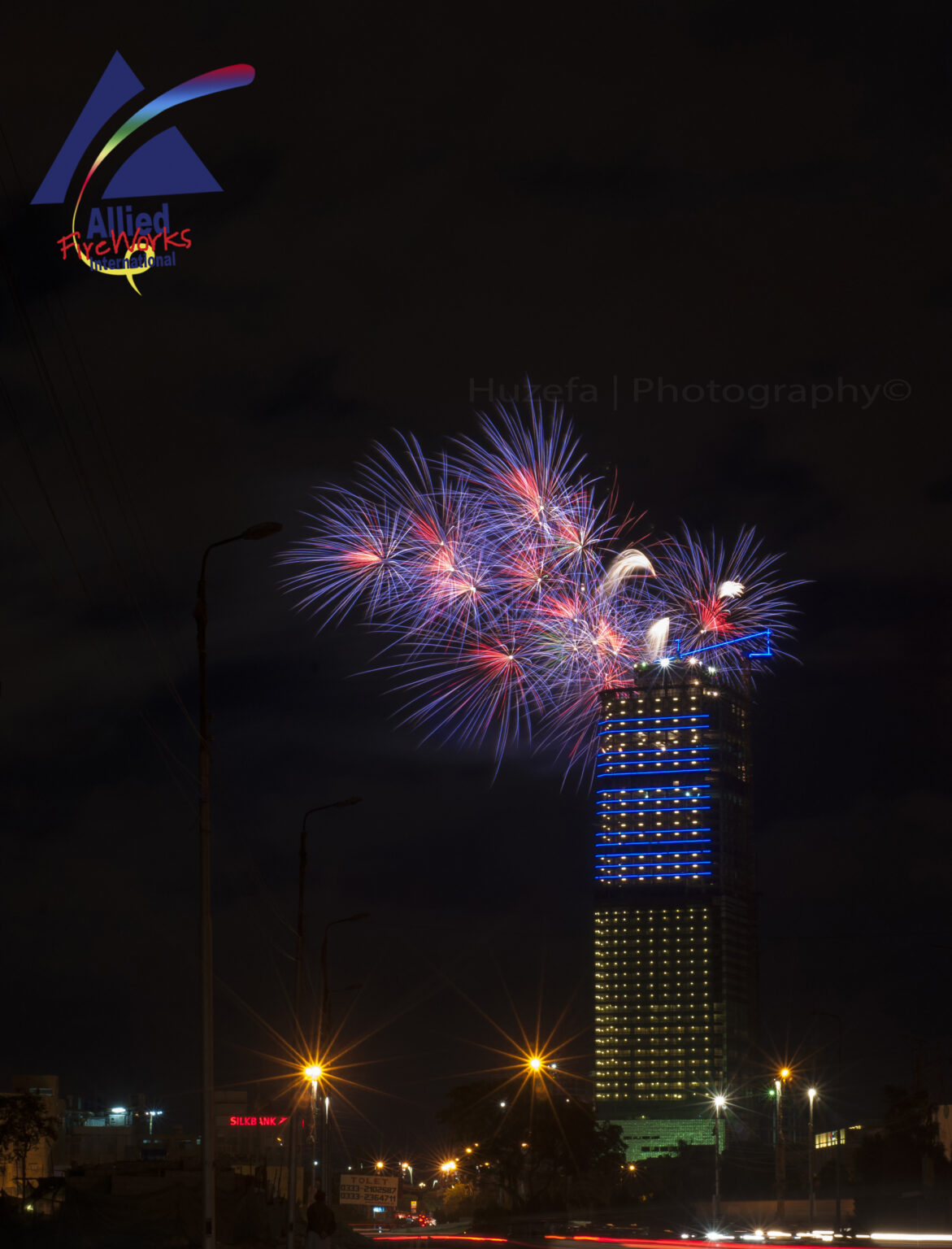 Fireworks From The Tallest Building of Pakistan Allied Fireworks